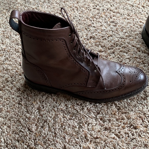 Men’s Size 11 D Allen Edmonds Brown Leather Weatherproof Dalton Wingtip Boots - Picture 2 of 8